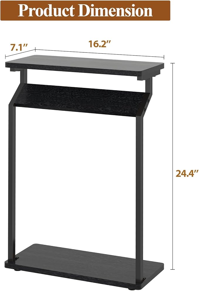Narrow Side Table for Small Spaces, Small End Table, Slim Couch Tray Tables - Image 2