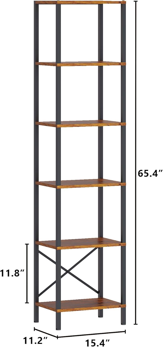 6-Tier Bookshelf, Tall Narrow Bookcase - Image 3