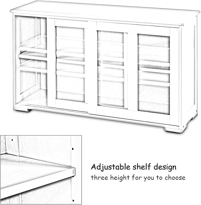 Costzon Kitchen Storage Sideboard, Antique Stackable Cabinet - Image 7