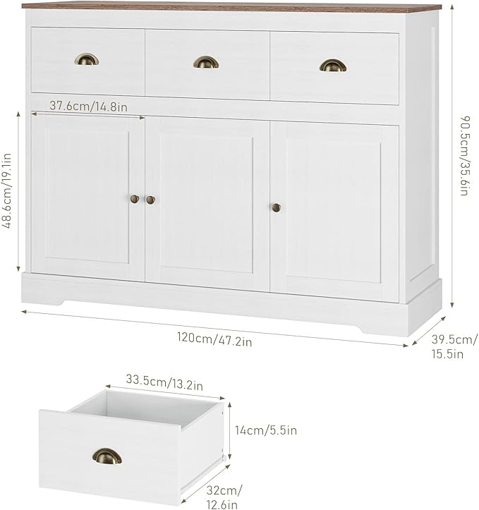 Keyluv Buffet Cabinet Storage Kitchen Sideboard Farmhouse Buffet Server Bar - Image 3