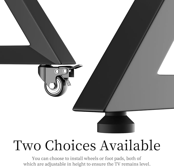 unho White TV Floor Stand with Wheels Shelves - Image 6