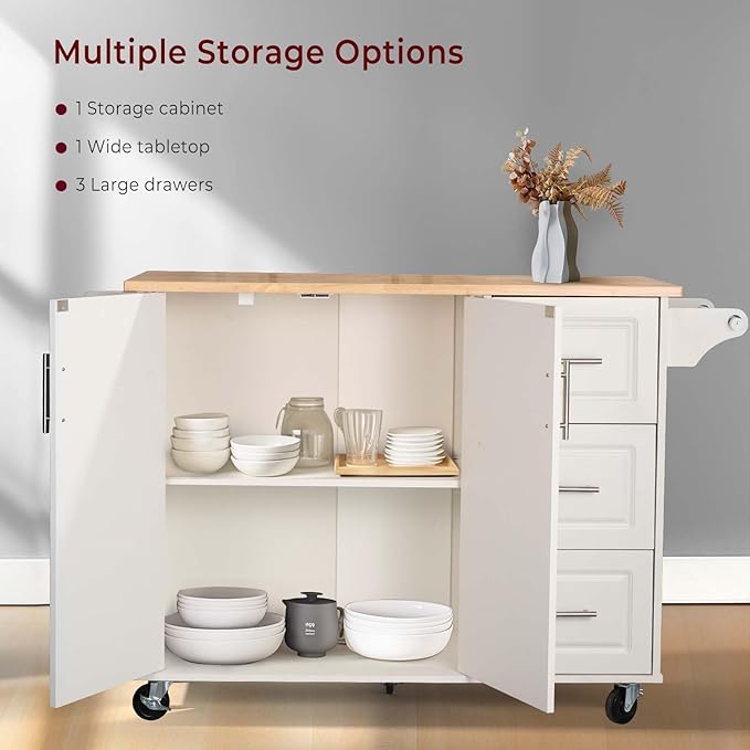 54" Rolling Kitchen Island Cart - Image 5