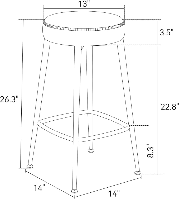 Counter Height Bar Stools, Upholstered Faux Leather Kitchen Counter Stools - Image 2