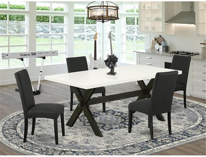 East West Furniture X627DR124-5 5 Piece Dining Set Includes a Rectangle Dining - Image 2