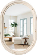 sawsile 20x30'' Rustic Oval Wood Mirror, Decorative Farmhouse Oval Mirrors by sawsile