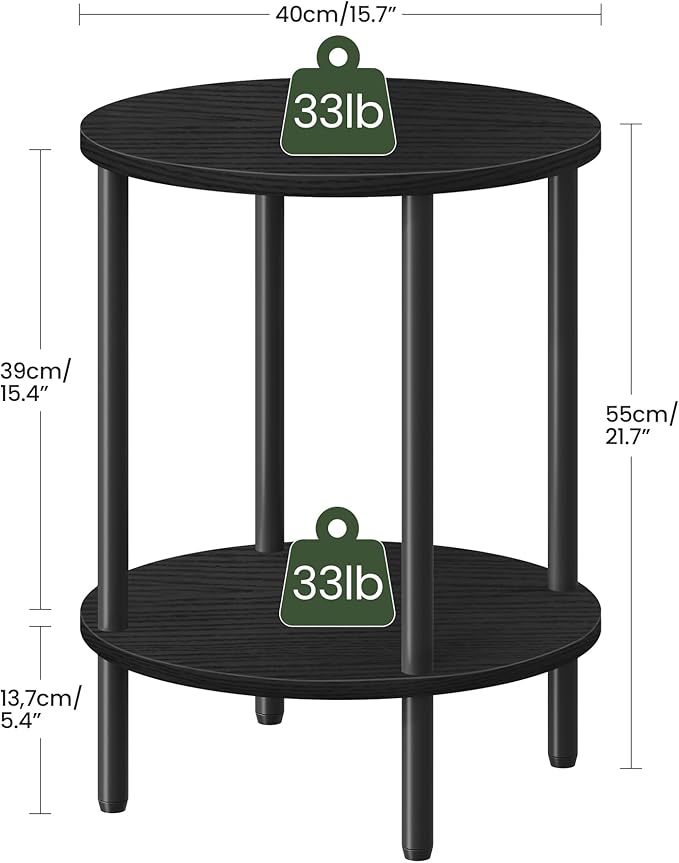 Round Side Table, 2-Tier End Table, Small Side Table - Image 3