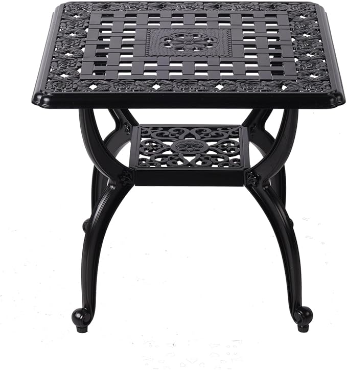 Cast Aluminum Outdoor Side Table, Small Patio Table, Outdoor Coffee Tables - Image 6