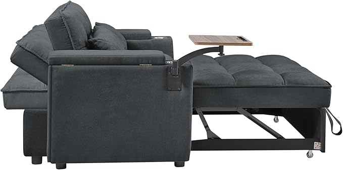 3 in 1 Queen Loveseat Convertible Sofabed Modern Living Room Multifunctional - Image 5