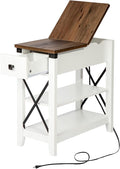 Narrow End Table with Charging Station by Awescuti