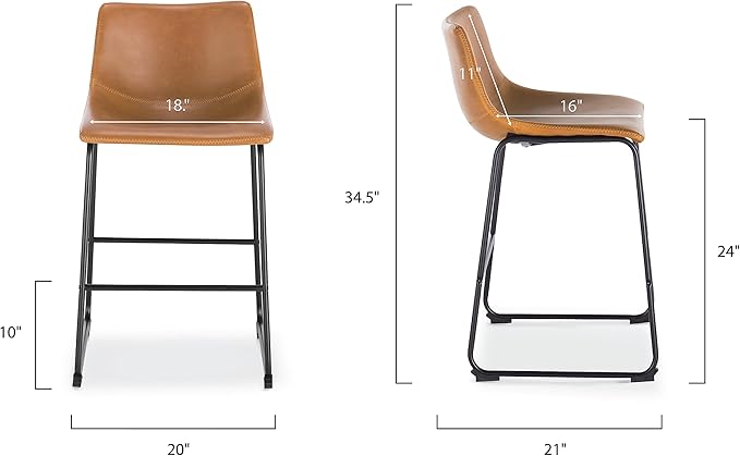 POLY & BARK Bar Stools Set of 3 – 34" Counter Height Chairs - Image 3
