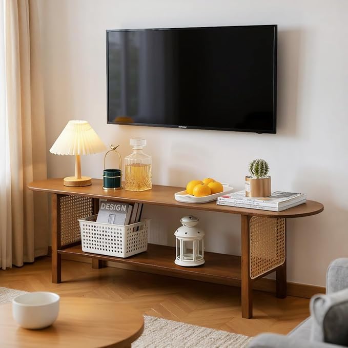 Tiita TV Stand with Storage for TVs up to 65'', Bamboo TV Console Entertainment by TiitaHome