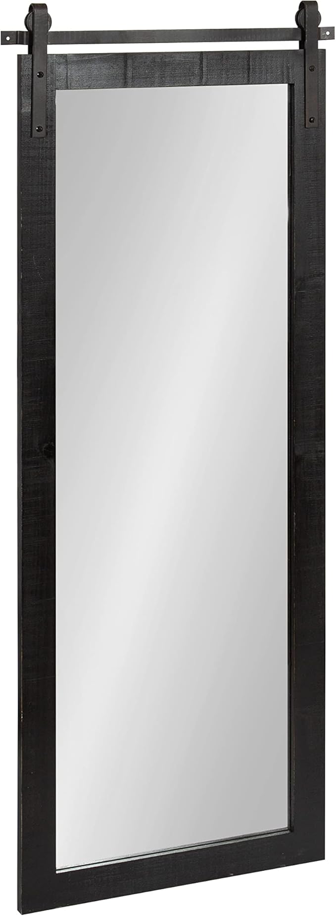 Kate and Laurel Cates Farmhouse Wood Framed Panel Wall Mirror; 18 x 50; Black; by KateandLaurel