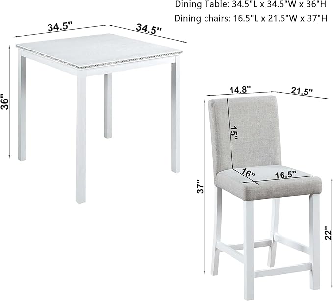 Dining Table Set for 4, 5-Piece Dining Room Table Set - Image 2