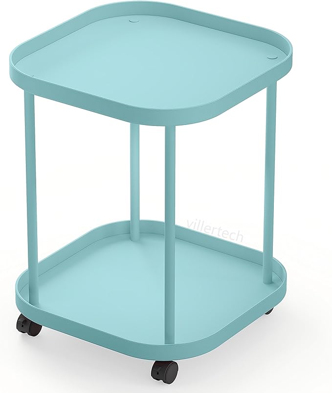 Side Table with Wheels, End Table Living Room Plastic Mobile Sofa Side Table by villertech