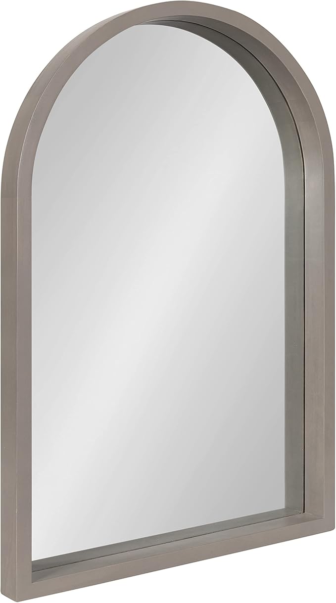 Kate and Laurel Hutton Farmhouse Wood Arched Mirror; 20 x 30; Gray; Decorative by KateandLaurel