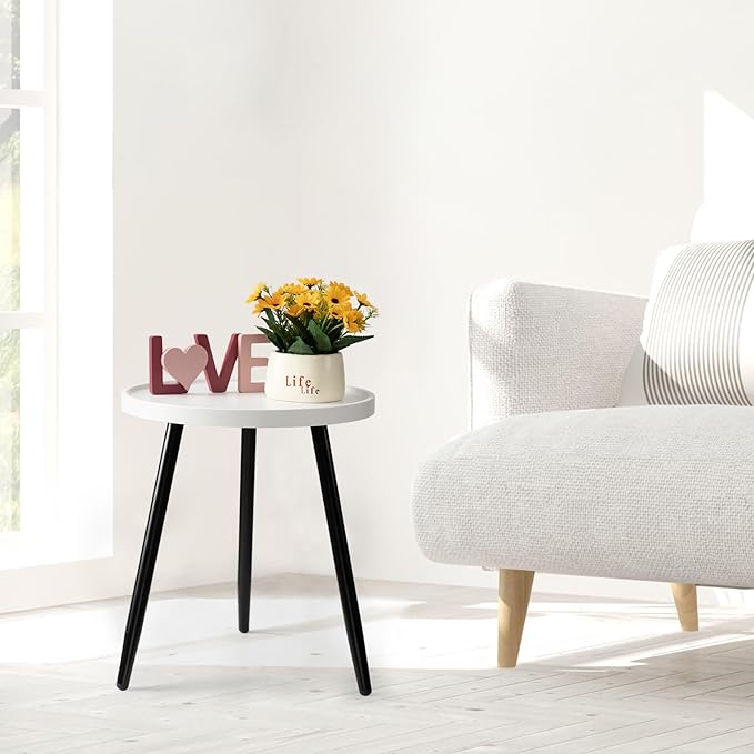 danpinera Round Side Table, Metal Legged Accent Table - Image 9