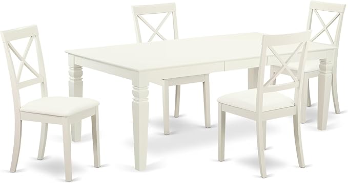East West Furniture LGBO5-LWH-LC 5 Piece Dining Room Furniture Set Includes a by EastWestFurniture