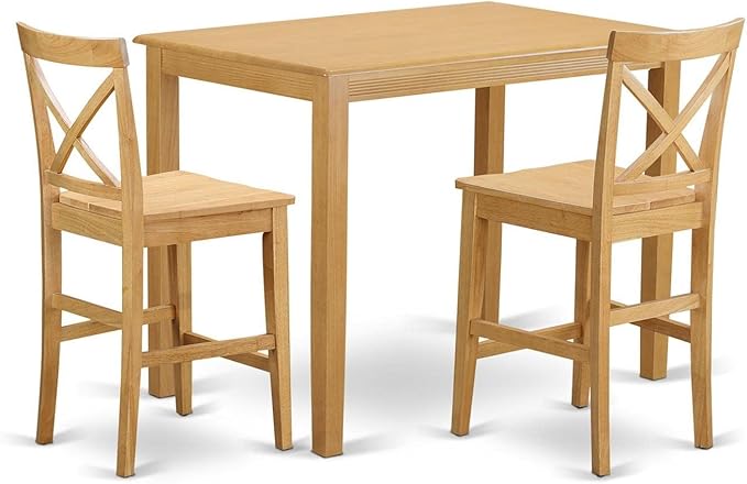 East West Furniture YAPB3-OAK-W 3 Piece Kitchen Counter Height Dining Table Set by EastWestFurniture