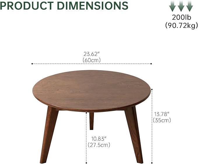 100% Solid Oak Wood Mini Coffee Table, Round Living Room Table Side Table - Image 2