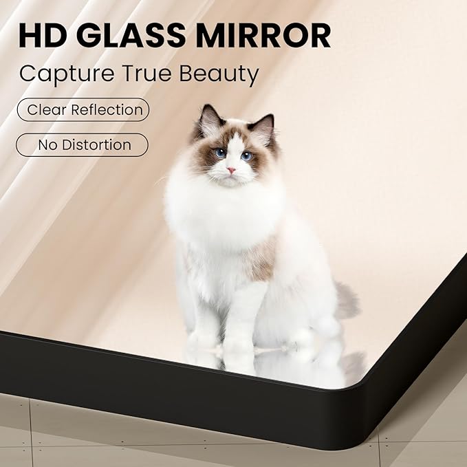 Black Bathroom Mirror 24X36 Inch, Rounded Rectangle Matte Bathroom Vanity Mirror - Image 3