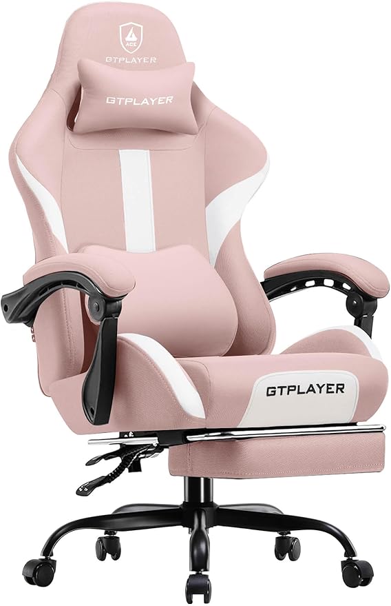GTRACING Gaming Chair with Foot Rest & Pocket Spring Cushion, Breathable Fabric by GtracingDirect
