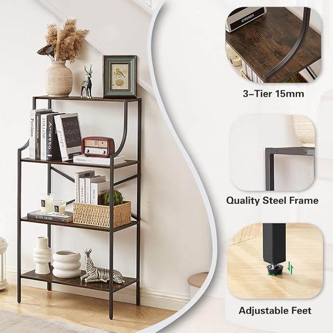 4 Tier Bookshelf, Entryway Standing Shelf Units - Image 4