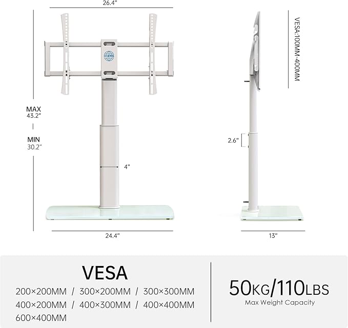 FITUEYES Universal TV Stand, Swivel TV Table Stand - Image 7