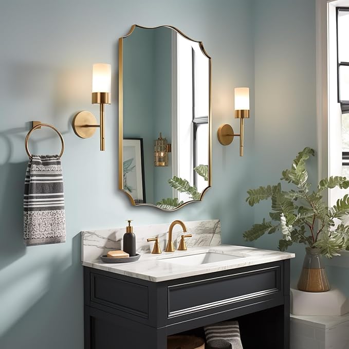ANDY STAR 24x40 Inch Gold Mirror, Brushed Gold Bathroom Mirror, Antique Brass - Image 3