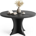 LITTLE TREE Round Dining Table for 4-6, 47.24 Inches Farmhouse Wooden Kitchen by LITTLETREE