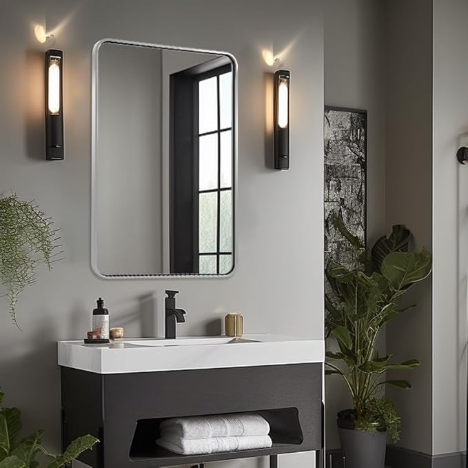 ANDY STAR Chrome Mirrors for Bathroom, 24x36’’ Rounded Rectangle Mirror - Image 8