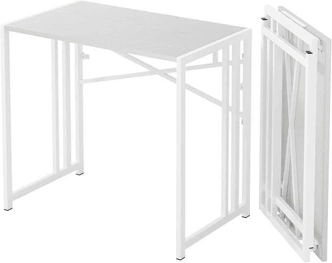 Small Folding Desk 35 inch, No Assembly Required Narrow Office Desk, Writing by Lutown-TeenHome