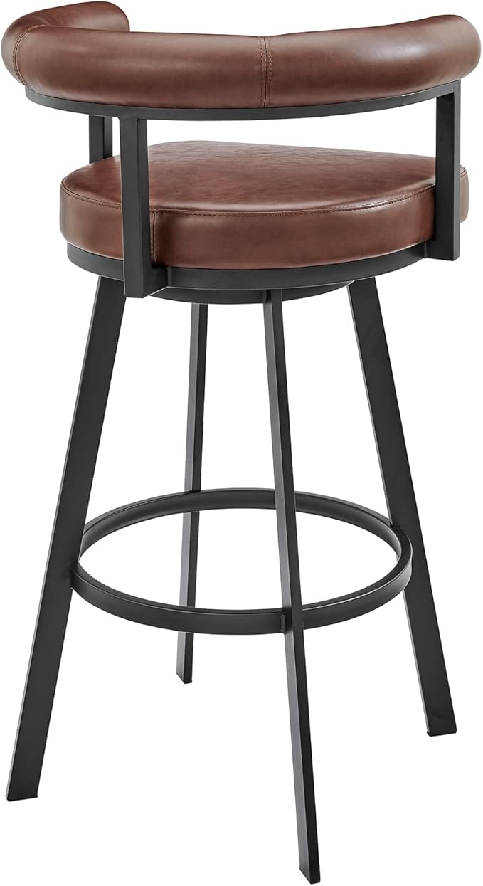 Armen Living Magnolia Swivel Counter Stool in Black Metal - Image 6