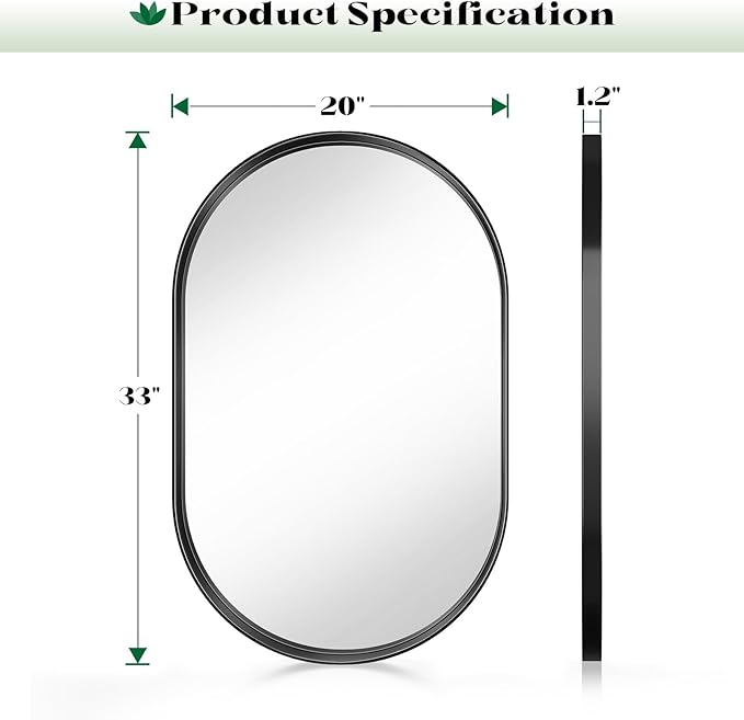 2 Pack Black Oval Mirrors - Image 3
