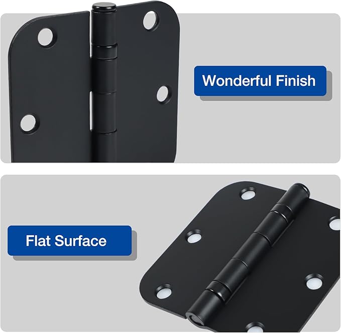 36 Pack Ball Bearing Matte Black Door Hinges 3.5 Inch 5/8" Radius Round Anti - Image 3