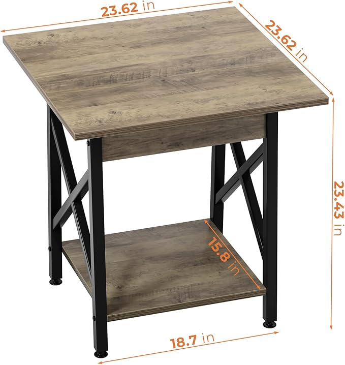GreenForest End Table 24 inch for Living Room, Large Square Side Tables - Image 3