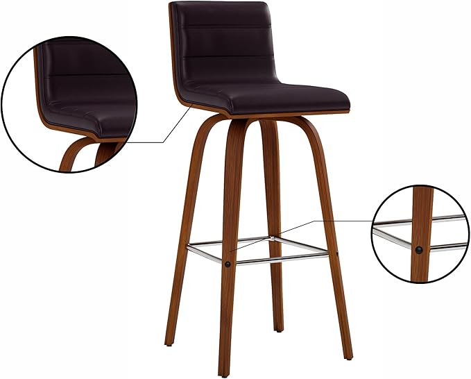 Vienna 30" Swivel Bar Stool in Walnut Wood Finish - Image 12