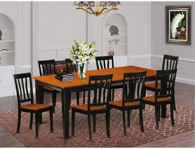 East West Furniture QUAN9-BCH-W 9 Piece Kitchen Table & Chairs Set Includes a - Image 2