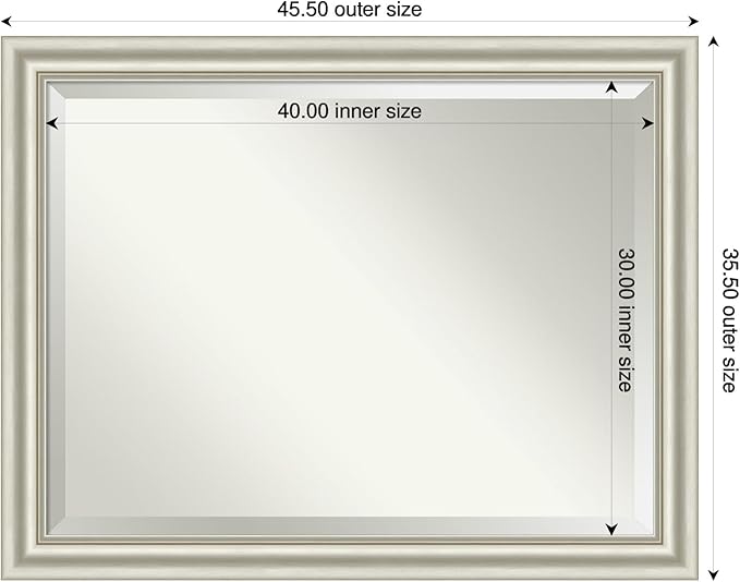 Amanti Art Bathroom Mirror for Over Sink, 36x46 Sophia Silver Rectangle Vanity - Image 3