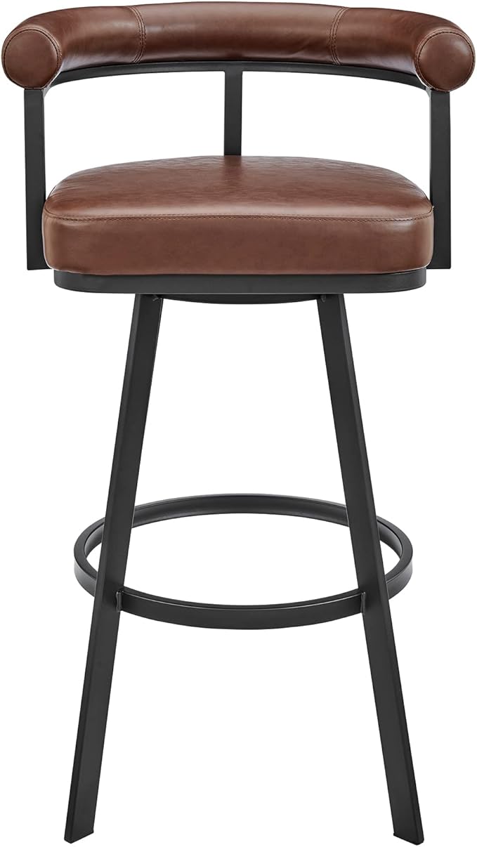 Armen Living Magnolia Swivel Counter Stool in Black Metal - Image 4