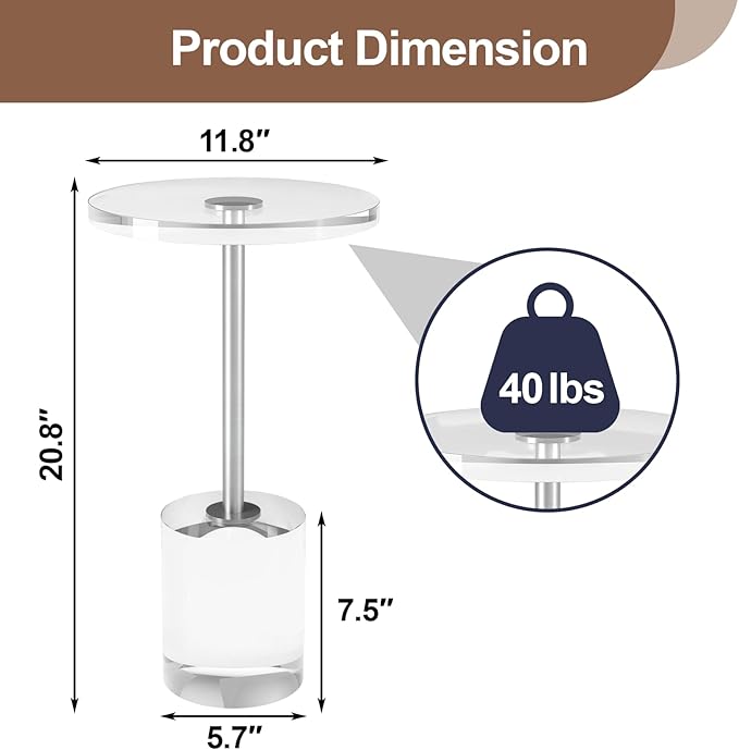 Acrylic End Table, Modern Minimalist Acrylic Side Tables, Drink Table - Image 3