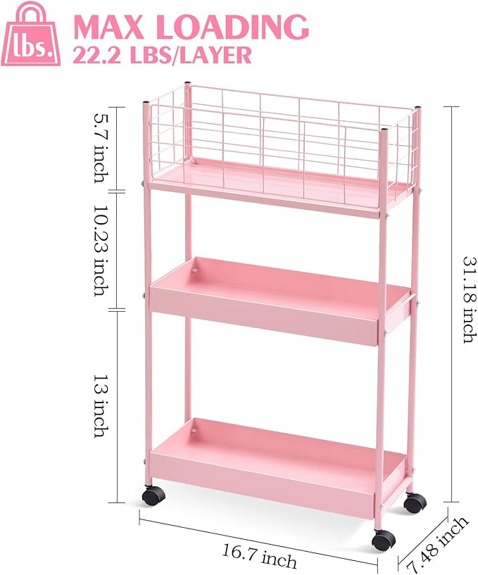 KINGRACK 3-Tier Rolling Utility Cart - Image 2