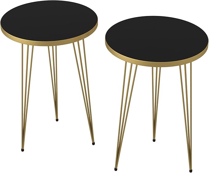 PAK HOME Set of 2 End Tables Round Wood Sofa Side Coffee Tables - Image 4