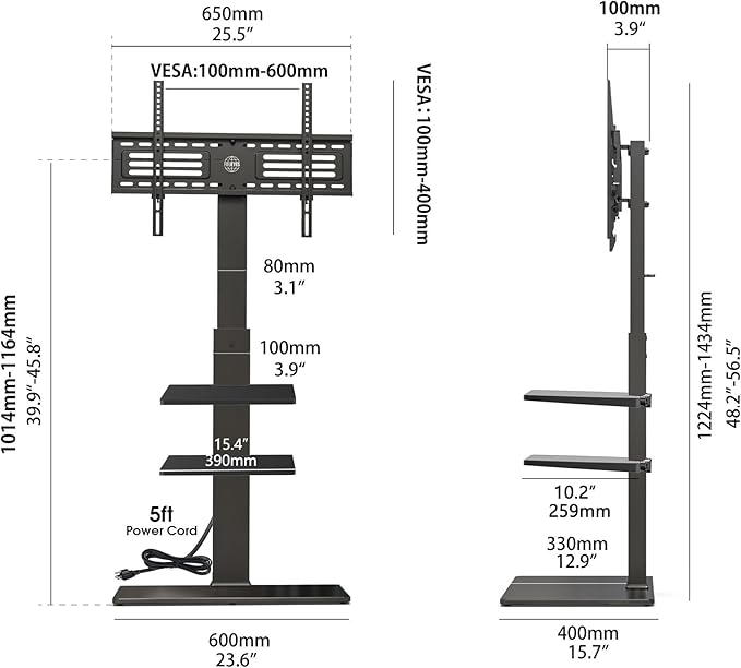 FITUEYES Floor TV Stand for 32-75 inch TV - Image 8