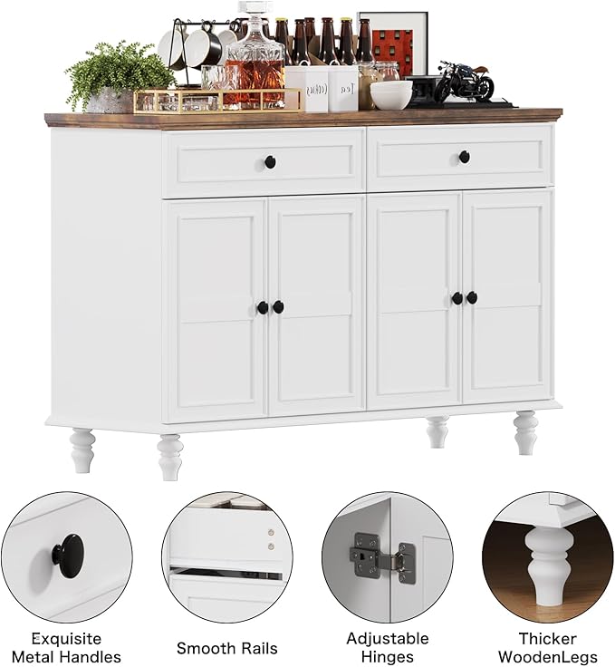 Farmhouse Buffet Cabinet with Storage, 47.6" Buffet Sideboard with 2 Drawers - Image 5