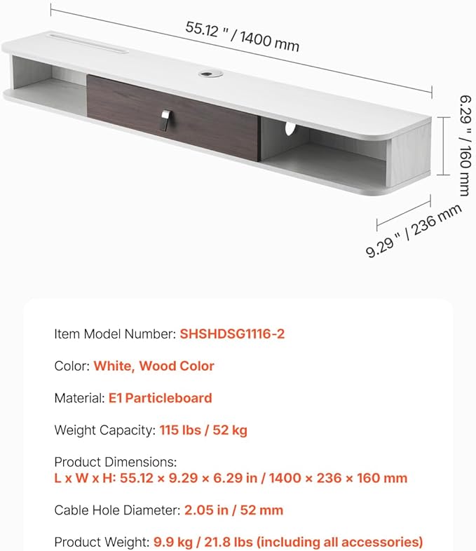 VEVOR Floating TV Stand, for Bedroom & Living Room - Image 7