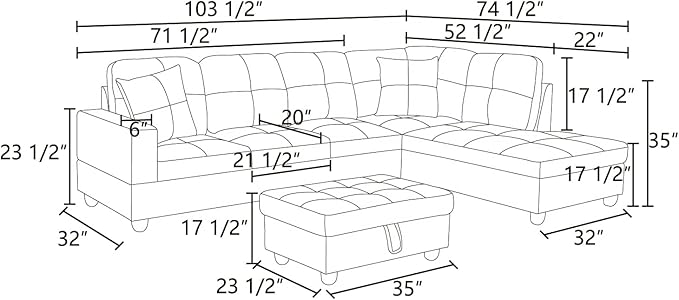 NicBex Sectional Couch 3 Pieces Sofa Set - Image 2