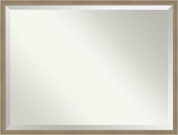 Amanti Art Brown Wall Mirror 32x42 Florence Light Brown Rectangle Bathroom by AmantiArt