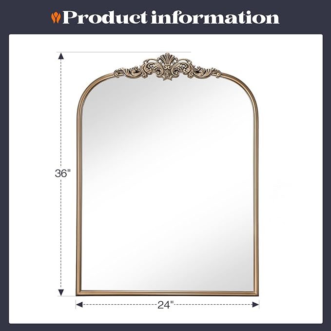 Antique Baroque Gold Mirror, 24” x 36” Vintage Vanity Mirror - Image 5