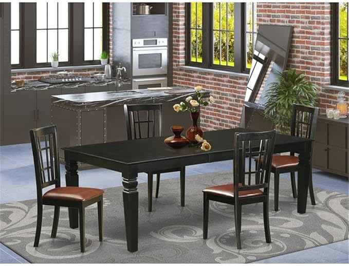 East West Furniture LGNI5-BLK-LC 5 Piece Kitchen Table & Chairs Set Includes a - Image 2