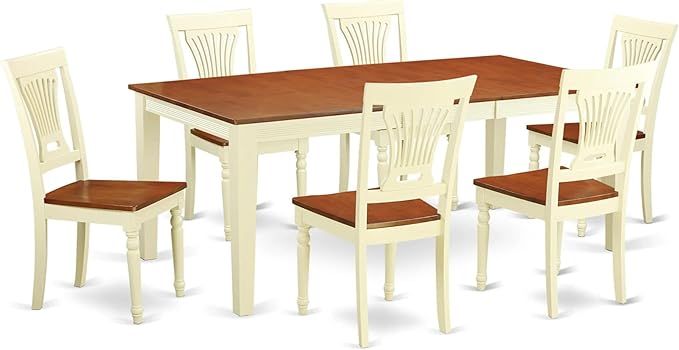 East West Furniture QUPL7-WHI-W 7 Piece Kitchen Table & Chairs Set Consist of a by EastWestFurniture